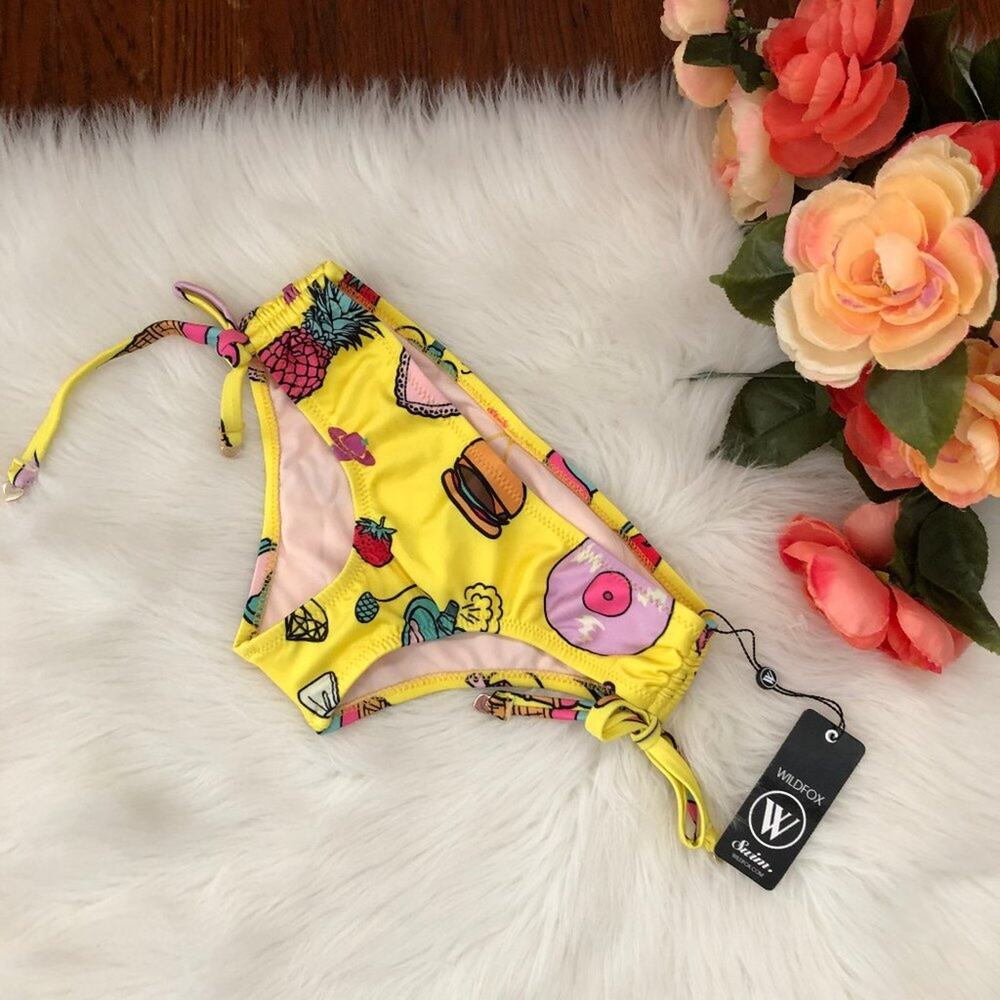 WILDFOX Emoji Print Boy Short Bikini Bottoms NWT